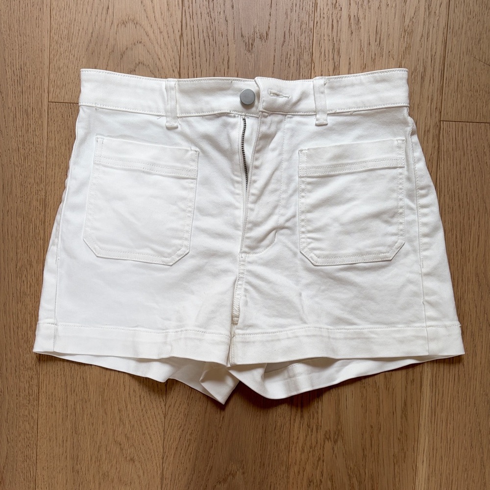 Everlane Patch Pocket High-Rise White Women's Shorts